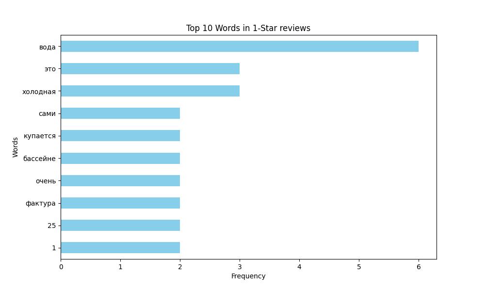 Top 10 Words in 1-Star reviews